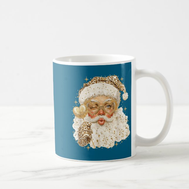 Leopard Santa Christmas Funny Gift For Women, Girl Kaffemugg (Höger)