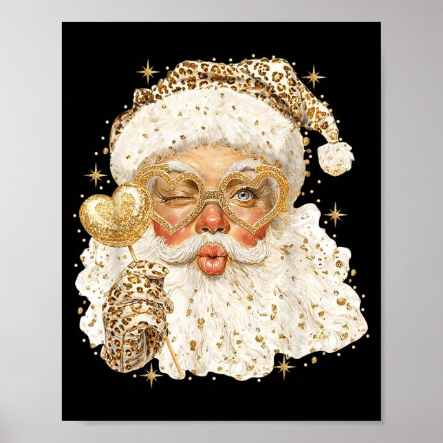 Leopard Santa Christmas Funny Gift For Women, Girl Poster (Framsidan)