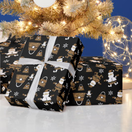 Leopard Santa Purse Mönster på Black Presentpapper