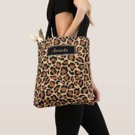 Leopard Seamless Mönster Ditt eget namn Tygkasse