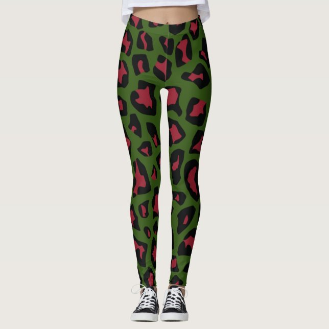 Leopard Seamless Mönster Leggings (Framsida)