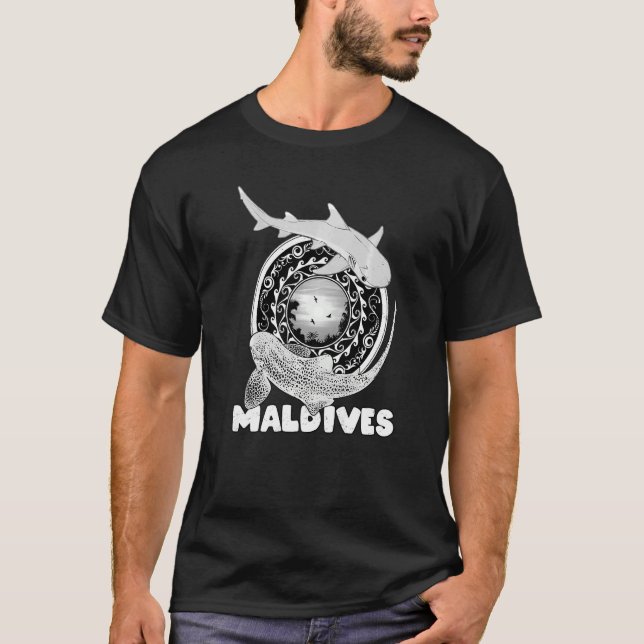 Leopard Shark Whitetip Reef Shark Maldives Diving T Shirt (Framsida)
