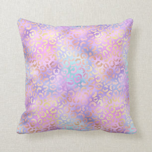 *~* Leopard Shiny Iridescent Rainbow Animal Print Kudde