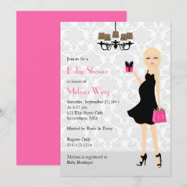 Leopard Shock rosa Gravid Mamma Baby Shower Inbjudningar
