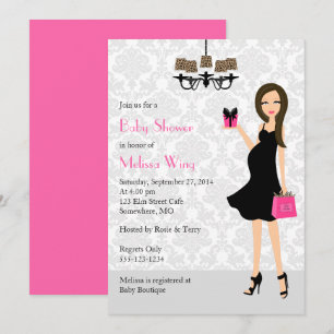 Leopard Shock rosa Gravid Mamma Baby Shower Inbjudningar