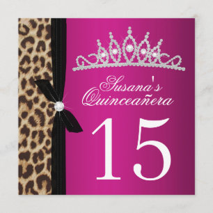 leopard shock rosa Quinceanera Inbjudningar