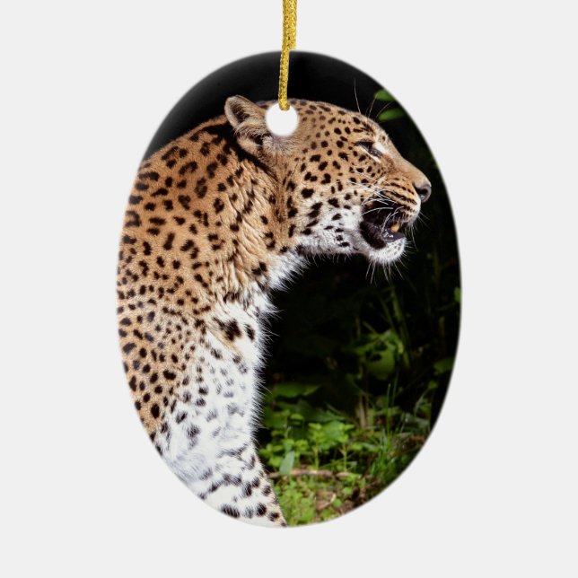 Leopard sitta julgransprydnad keramik (Framsidan)