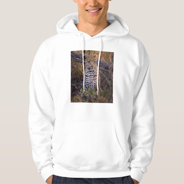 Leopard sittande, Botswana, Afrika Sweatshirt Med Luva (Framsida)