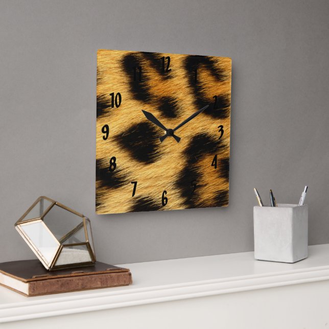 Leopard Skin Animal Print Fyrkantig Klocka (Kontor)