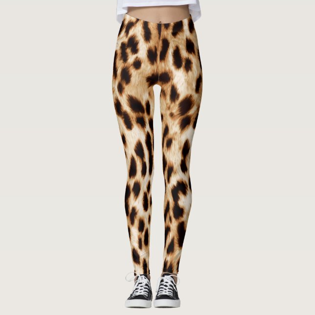 Leopard Skin, autentiskt Wildlife Mönster. Leggings (Framsida)