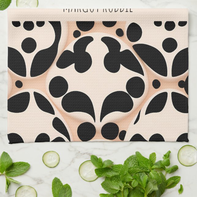 Leopard skin Beige Blommigt Modern Mosaic Mönster Kökshandduk (Vikta)