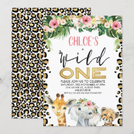 Leopard Skin Blommigt Vild en födelsedagsinbjudan Inbjudningar