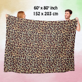 Leopard Skin Brown Cream Mönster - Fleecefilt