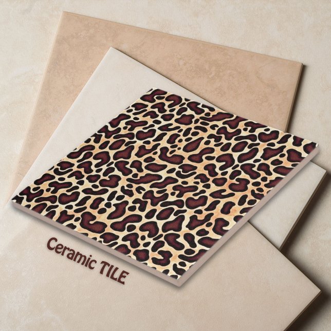 Leopard Skin Brown Cream Mönster - Kakelplatta (Skapare uppladdad)