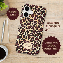 Leopard Skin Brown Cream Mönster Monogrammed -