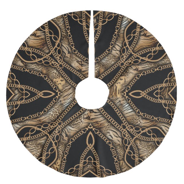 Leopard Skin & chain Jewelry Julgransmatta Borstad Polyester (Framsidan)