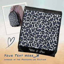 Leopard Skin Denim Grå Blå Mönster -