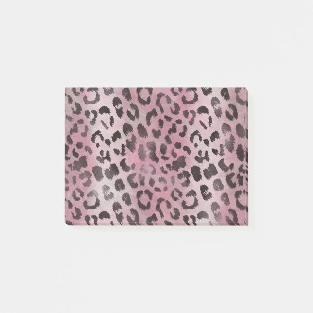 Leopard Skin i Rosa ros Post-it Block (Framsida)