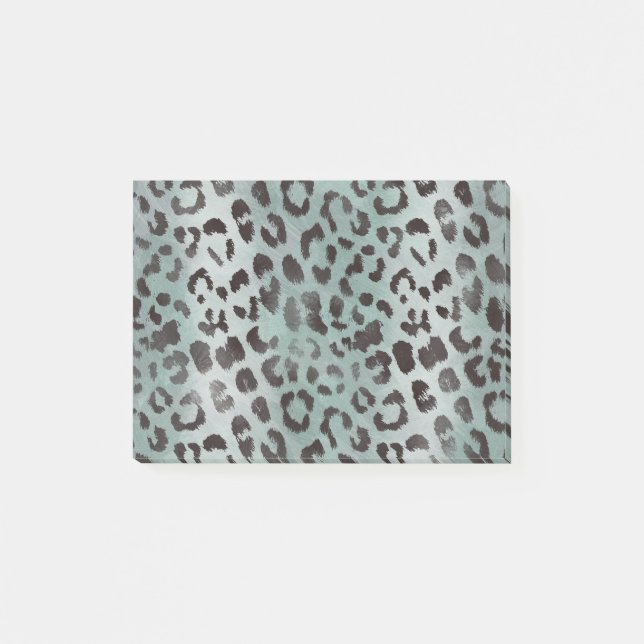 Leopard Skin i Tangerine Blått Hav Post-it Block (Framsida)