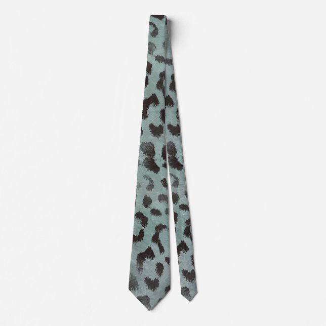 Leopard Skin i Tangerine Blått Hav Slips (Framsida)