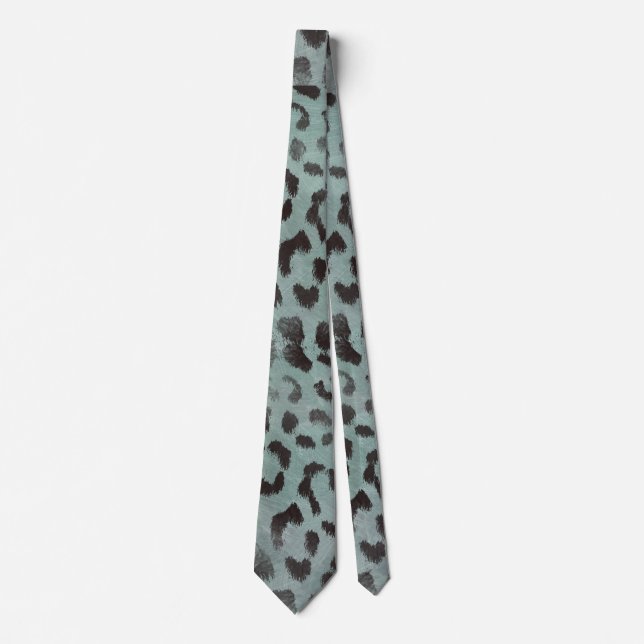 Leopard Skin i Tangerine Blått Hav Slips (Framsida)