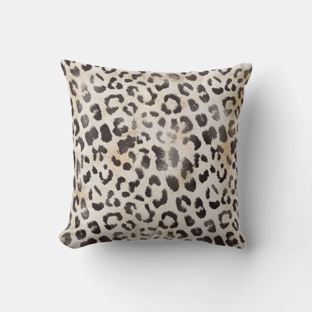 Leopard Skin i Tangerine Elfenben Kudde (Framsida)