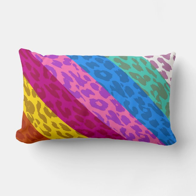 Leopard Skin Multifärgad Rand Mönster 2 Lumbarkudde (Framsida)