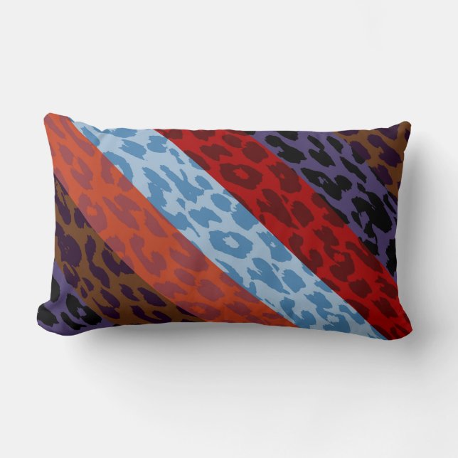 Leopard Skin Multifärgad Rand Mönster 3 Lumbarkudde (Framsida)