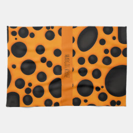 Leopard skin Orange Black Abstrakt Safari Mönster Kökshandduk