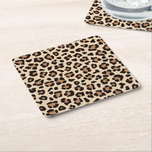 Leopard Skin Päls Mönster Underlägg Papper Kvadrat