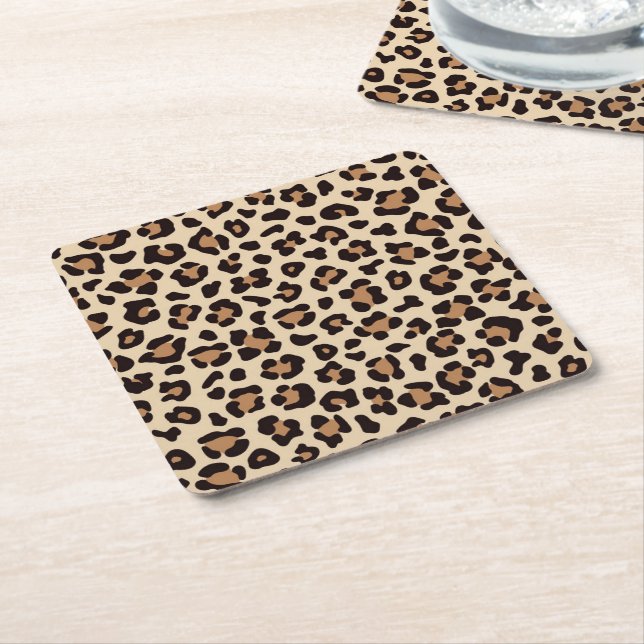 Leopard Skin Päls Mönster Underlägg Papper Kvadrat (Vinklad)