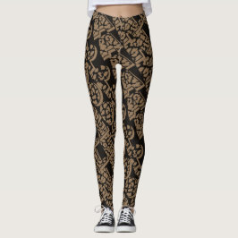 Leopard Skin Print Black and Brown legings Leggings