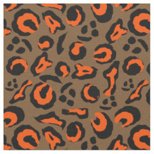 Leopard Skin Print Brown Orange Black Camouflage Tyg