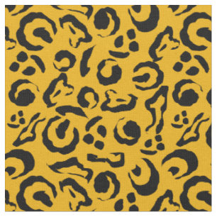 Leopard Skin Print Mustard Gult Black Camouflage Tyg