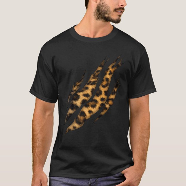 Leopard Skin Print Torn Klo T Shirt (Framsida)