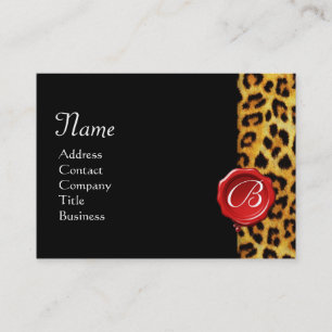 LEOPARD SKIN,RED VAX SEAL MONOGRAM ,Svart Visitkort