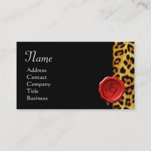 LEOPARD SKIN,RED VAX SEAL MONOGRAM ,Svart Visitkort