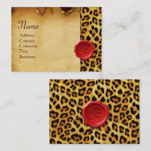 LEOPARD SKIN,RED VAX SEAL PARCHMENT Monogram Visitkort