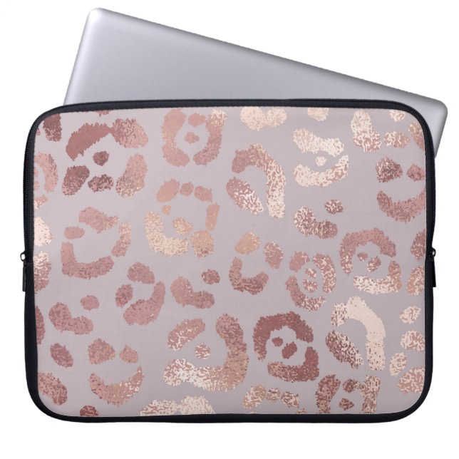Leopard skin: ro guld elegance. laptop fodral (Framsidan)