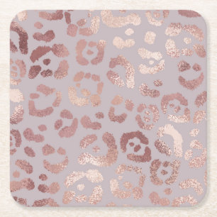Leopard skin: ro guld elegance. underlägg papper kvadrat