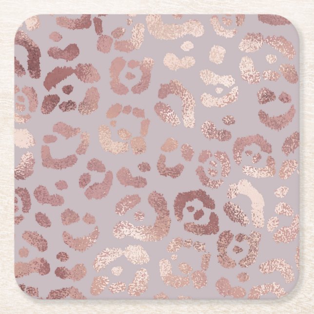 Leopard skin: ro guld elegance. underlägg papper kvadrat (Framsidan)