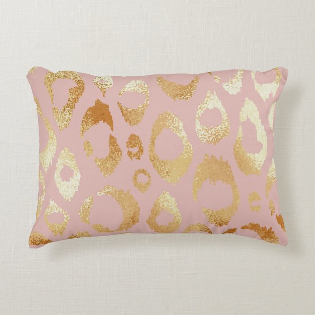 Leopard skin, ro guld struktur prydnadskudde (Framsidan)