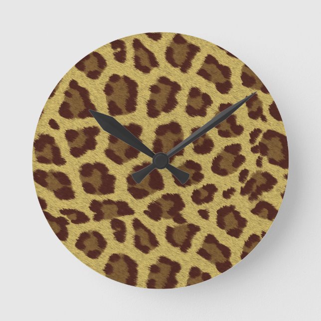 Leopard Skin Rund Klocka (Framsida)