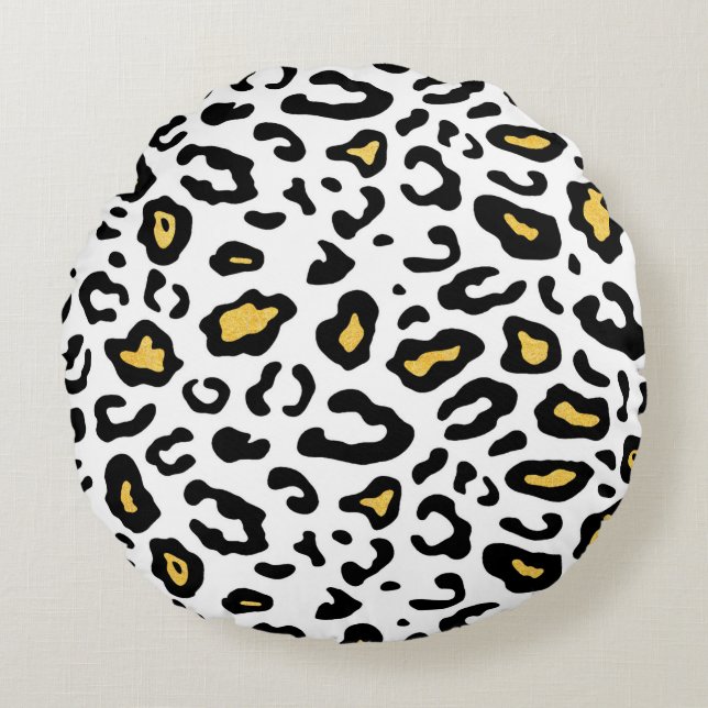 Leopard skin seamless mönster rund kudde (Framsidan)