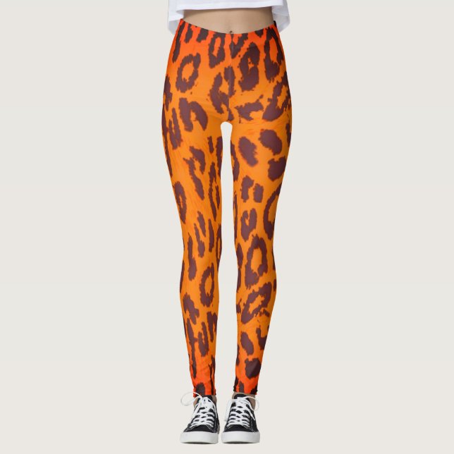 Leopard Skin Struktur Mönster Leggings (Framsida)