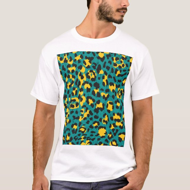Leopard Skin: Vintage Struktur Mönster T Shirt (Framsida)
