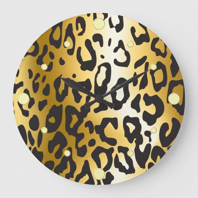 Leopard Skin Wall Clock Stor Klocka (Framsida)