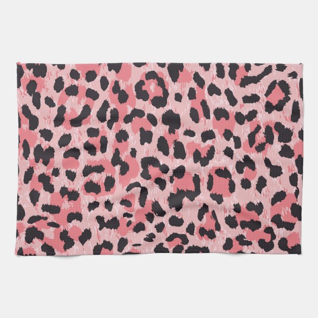 Leopard-skinn: vintage sömlös struktur kökshandduk (Horisontell)