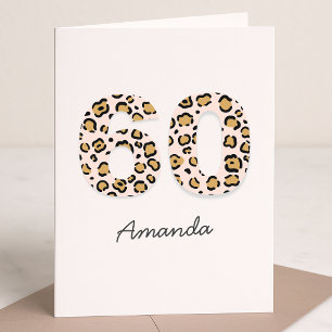 Leopard Skriv ut 60   Modern Cute Namn 60:e födels Kort