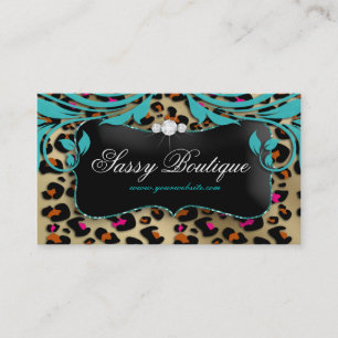 Leopard Skriv ut Affärskort Blue Swirls Juvelry Visitkort